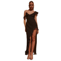 Womens Chiffon Irregular Ruffle-Trim Camisole Dress