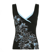 Edgy Dark-Style Printed V-Neck Chic Blouse For Women