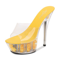 Women's High Heel Slippers With Crystal Sole
