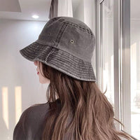 Women's Washed Denim Sun-Protective Bucket Hat