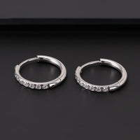 Stainless Steel Earrings With Diamond Zirconia And Plain Rings