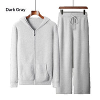 Thickened Casual Hooded Zip-up Cardigan Set