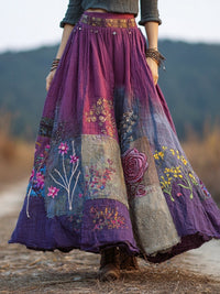 Womens Long Midi Skirt With A Classic Floral Print