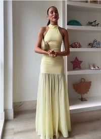 Flowing Resort-style Patchwork Maxi Dress, Fairy-like Gown