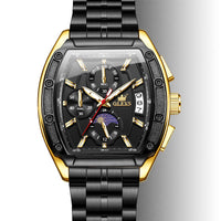 Steel Belt Tonneau Quartz Luminous Men's Watch