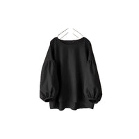 Women's Loose-fit Vintage Crew-neck Shirt With Puff Sleeves