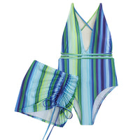 European And American Ladies Two-piece Skirt Drawstring Backless Sexy Swimsuit