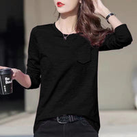 Loose Pure Color Slub Cotton Long Sleeve