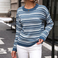Women's Long-sleeved Round Neck Striped Sweater