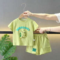 Creative Cartoon Printed Children's Short Sleeved Shorts Set