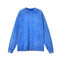 American Retro Double Yarn Cotton Worn Looking Washed-out T-shirt Top