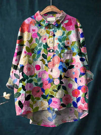 Casual Long Sleeve Shirt Animal Print Hawaiian Long Sleeve Blouse