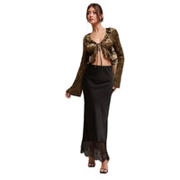 Lace Patchwork Satin Dress With A Luxurious Touch For Socialites