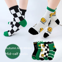 Children's Socks Spring And Autumn Thin Mid-calf Length Solid Color Cotton Socks