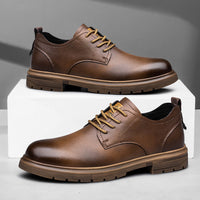 Cowhide Men's Business Platform Big Head Shoes