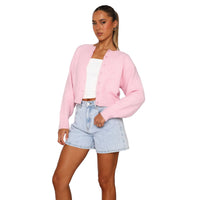 Comfort And Casual Solid Color Woolen Cardigan Short Coat Top Sweater