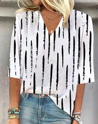 Cross-border Amazon Clothing 3D Printed V-neck Pullover Leisure Cropped POD Customization