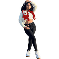 Women's Solid Color Stitching Fashion Baseball Jacket