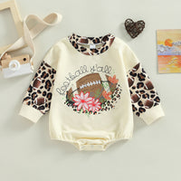 Baby One-piece Romper Leopard Print Patchwork Sleeve Baby Jumpsuit