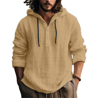 Cotton And Linen Shirt Hooded Sweater Spring And Autumn Long Sleeve Hooded Casual Daily Clothing