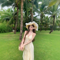 French-style Irregular Ruffle Strap Dress For Women