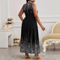 Womens Sleeveless Elegant Vacation Bodycon Dress With Digital Print