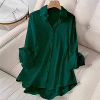 Womens Solid-Color Long-Sleeve Top With A Notch Lapel And Single-Breasted Closure