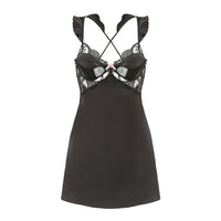 Women's Spring And Autumn Ice Silk Lace Suspender Nightdress