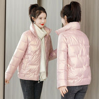 Womens Short StandUp Collar Padded Down Jacket With Cotton Padding