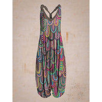 Printed Loose Large Size Haren Pants Beach Suspender Jumpsuit