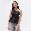 Women's Single-breasted Short Asymmetric Shoulder Off-shoulder Vest