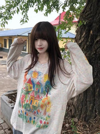 Women's Mesh Loose Long-sleeve T-shirt