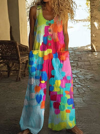 Women's Vest With Pockets Fashion Floral Jumpsuit