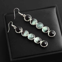 Gemstone Moon Fashion Glass Ball Star Long Earrings