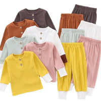 Baby Home Wear Cotton Sunken Stripe Two-piece Suit