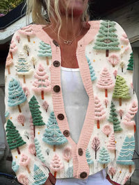 Cardigan Sweater Coat Single Row Button Sweater Printing