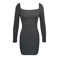 Square-neck Puffed-sleeve Slim-fit Sexy Dress