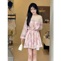 Off-Shoulder Floral Chiffon Summer Loose Dress For Women