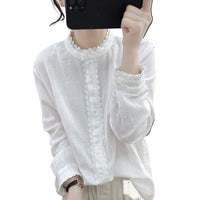 Lotus Sleeve Cotton Long Sleeve Shirt Basic Shirt