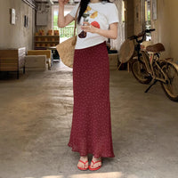 Polka Dot Chiffon Sheath High Waist Skirt Women's Fishtail Skirt