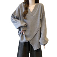 Textured Ribbed Cross-design Long-sleeve Top For Women