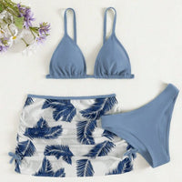 Medium And Large Children's Swimsuit Three-piece Printing