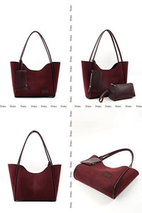 Brown SHK108 Faux Leather Women Hand And Shoulder Bag With Wallet And Makeup Bag