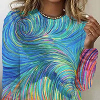 Colorful Abstract Round Neck Top Casual Women's T-shirt