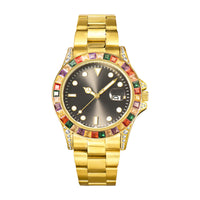 Diamond Colorful Crystals Stainless Steel Luminous Men's Watch