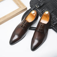 Formal Shoes Summer Pointed Brown Brooch Carved Male Wedding Shoes Lace-up Derby Shoes