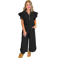 Women's Fashionable Trendy Ruffle Sleeve Two-Piece Set For Women