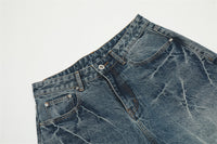Washed Bright White Denim Five-point Pants Men's Punk