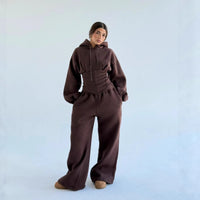 Womens Slim-fit Waist-cinching Hoodie And Drawstring Pants Two-piece Set