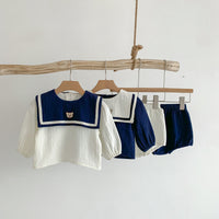 Academy Style Long Sleeved Set Baby Navy Collar Top